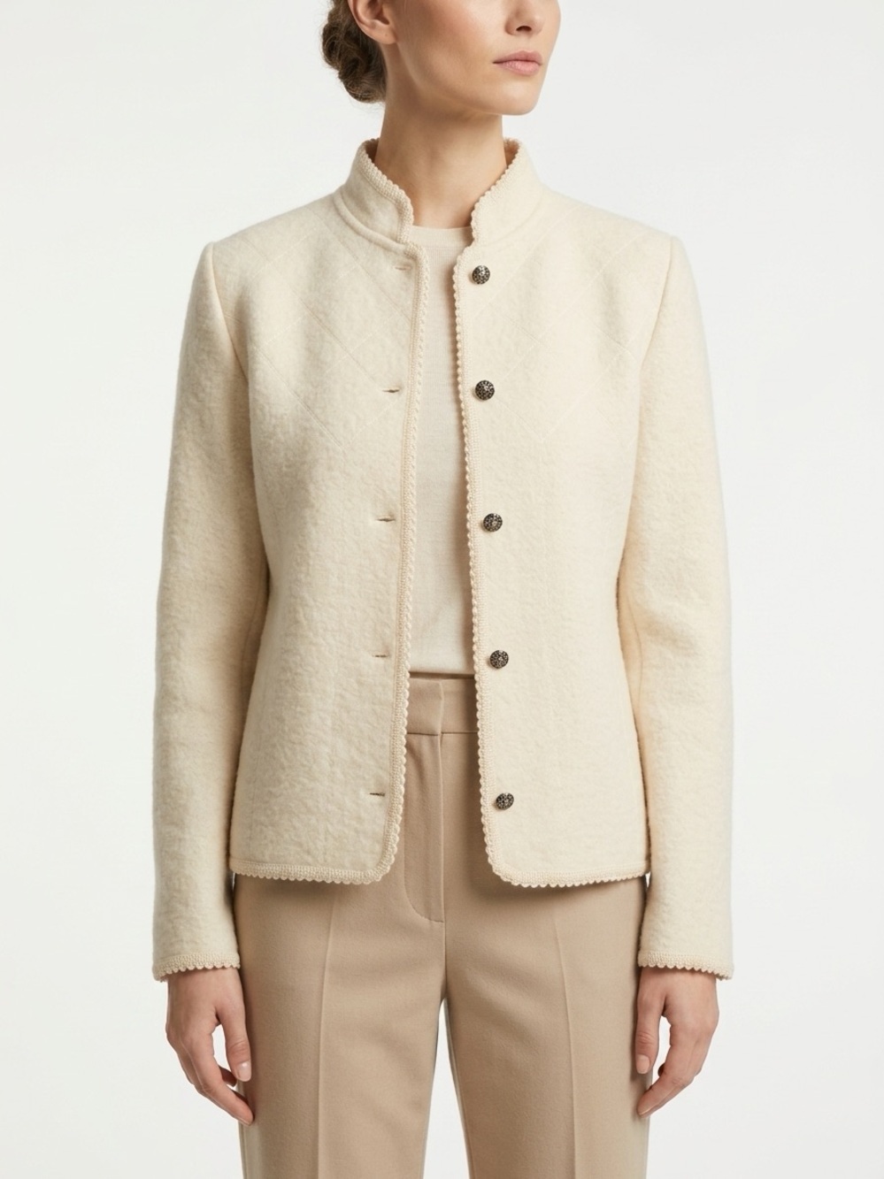 Northern Isles Cardigan Quilted Button Front Wool Cream Size 10
